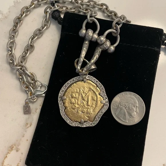 Vintage-Inspired Gold and Silver Coin Necklace - Picture 3 of 5